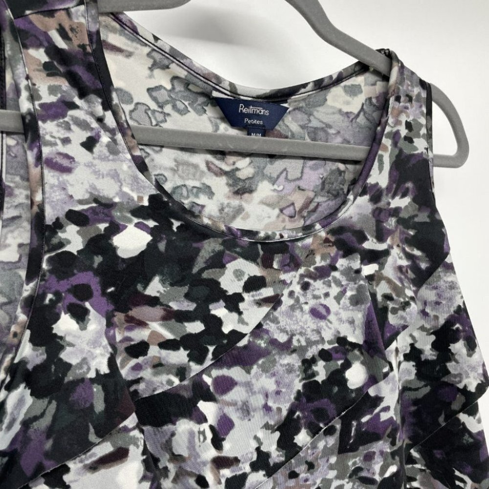 Reitmans petites tiered purple  sleeveless blouse - Picture 5 of 9
